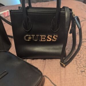 GUESS Black Mini Satchel with Gold Logo